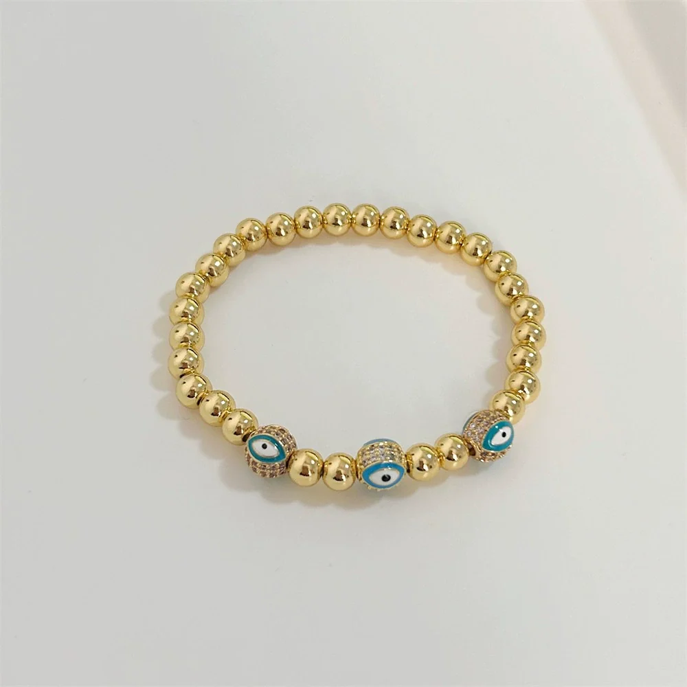 Women's Metal Geometric Handwoven Microinlaid Beads Devil's Eye Bracelet Jewelry - Image 3