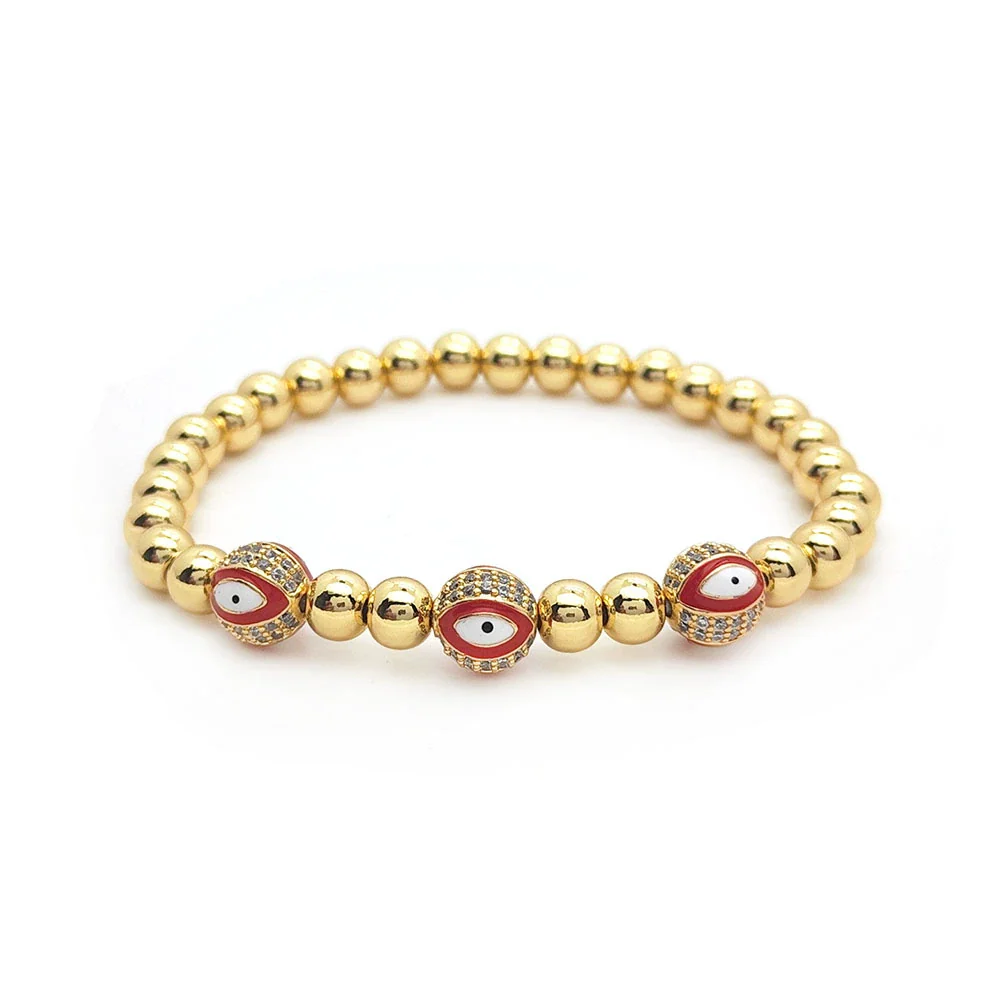 Women's Metal Geometric Handwoven Microinlaid Beads Devil's Eye Bracelet Jewelry - Image 4