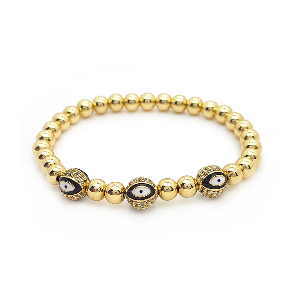 Women's Metal Geometric Handwoven Microinlaid Beads Devil's Eye Bracelet Jewelry - Image 6