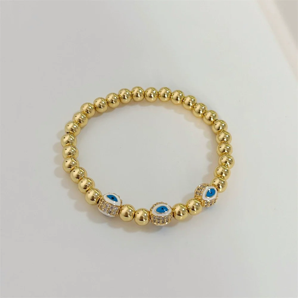 Women's Metal Geometric Handwoven Microinlaid Beads Devil's Eye Bracelet Jewelry - Image 7