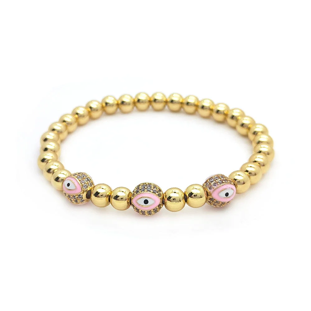 Women's Metal Geometric Handwoven Microinlaid Beads Devil's Eye Bracelet Jewelry - Image 8