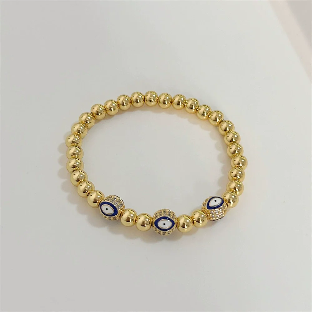 Women's Metal Geometric Handwoven Microinlaid Beads Devil's Eye Bracelet Jewelry - Image 9