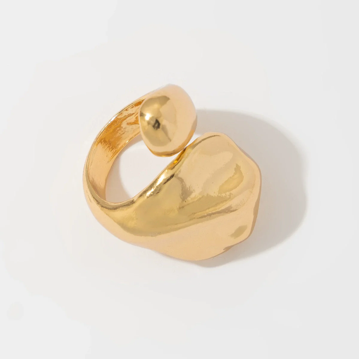 Women's Metal Geometric Liquid Metal Pleated Opening Ring With Electroplating - Image 6