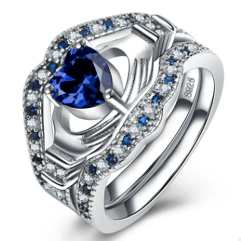 Women's Metal Heart Shape Geometric Microinlaid Ring Jewelry With Electroplating