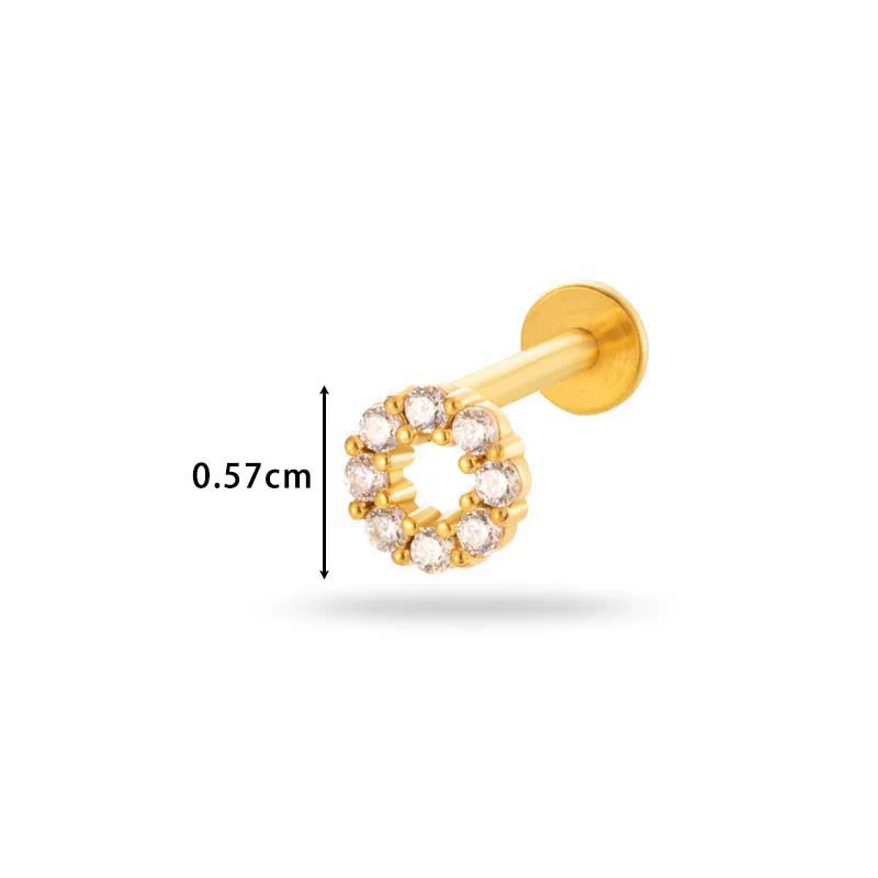 Women's Metal Love Flower Ear Bone Nail Puncture Jewelry Stainless Steel Copper Zircon Electroplating - Image 11