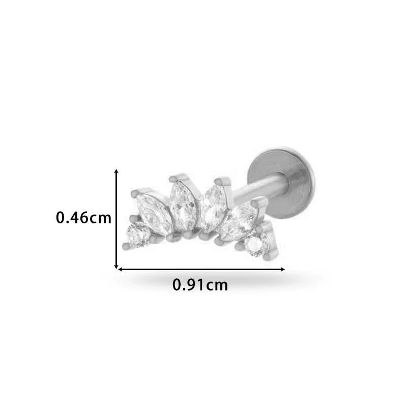 Women's Metal Love Flower Ear Bone Nail Puncture Jewelry Stainless Steel Copper Zircon Electroplating - Image 12