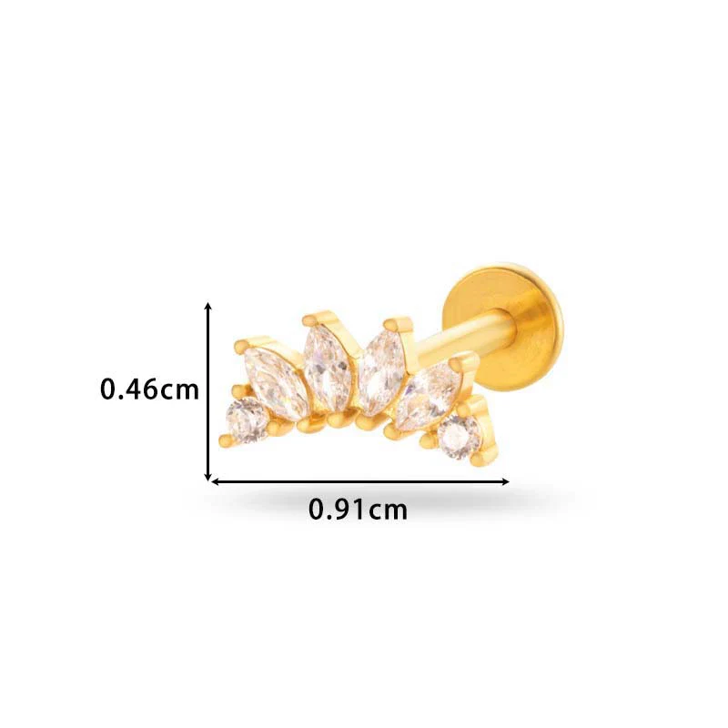 Women's Metal Love Flower Ear Bone Nail Puncture Jewelry Stainless Steel Copper Zircon Electroplating - Image 13