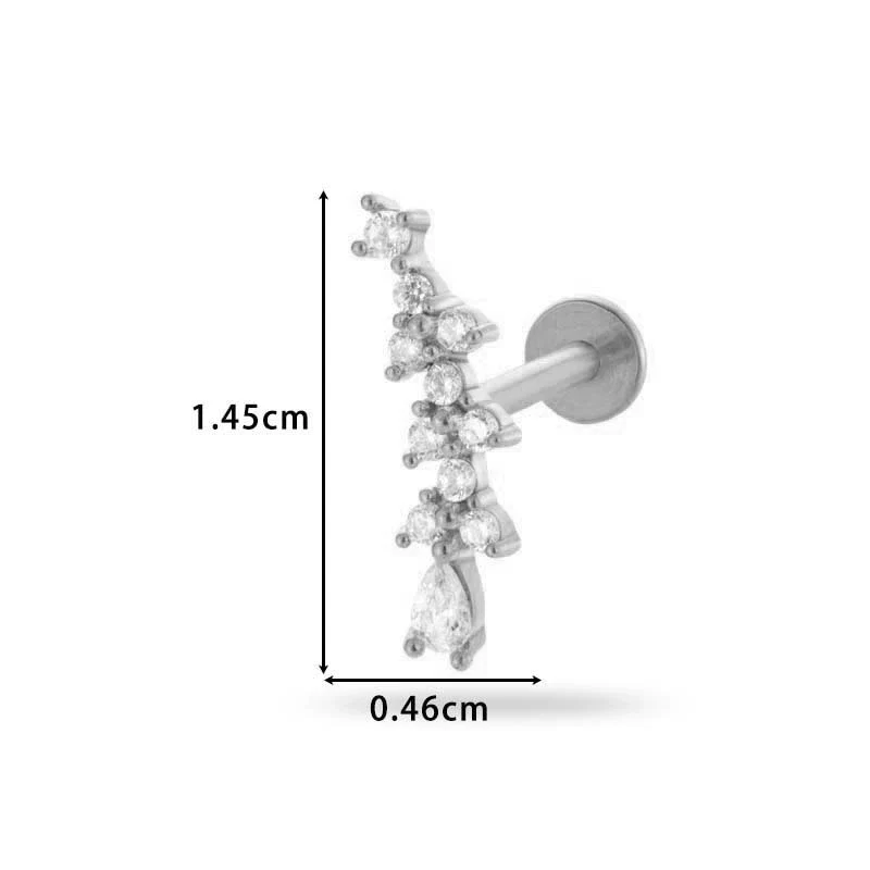 Women's Metal Love Flower Ear Bone Nail Puncture Jewelry Stainless Steel Copper Zircon Electroplating - Image 14