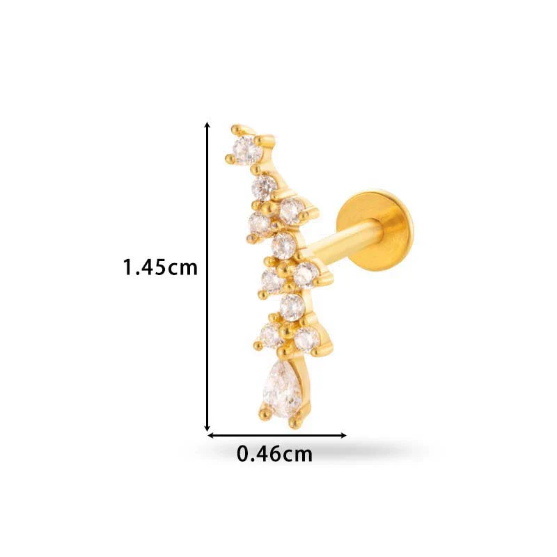 Women's Metal Love Flower Ear Bone Nail Puncture Jewelry Stainless Steel Copper Zircon Electroplating - Image 15
