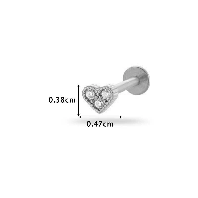 Women's Metal Love Flower Ear Bone Nail Puncture Jewelry Stainless Steel Copper Zircon Electroplating - Image 16