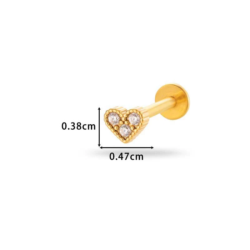 Women's Metal Love Flower Ear Bone Nail Puncture Jewelry Stainless Steel Copper Zircon Electroplating - Image 17