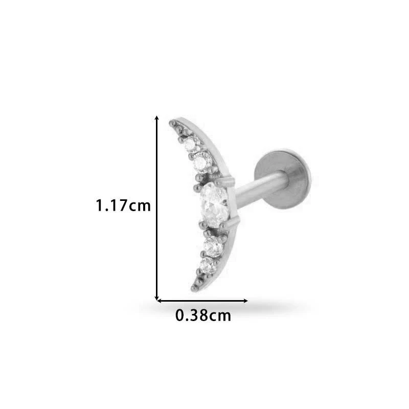 Women's Metal Love Flower Ear Bone Nail Puncture Jewelry Stainless Steel Copper Zircon Electroplating - Image 18