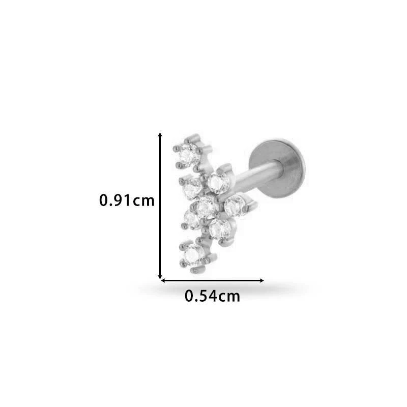 Women's Metal Love Flower Ear Bone Nail Puncture Jewelry Stainless Steel Copper Zircon Electroplating - Image 20