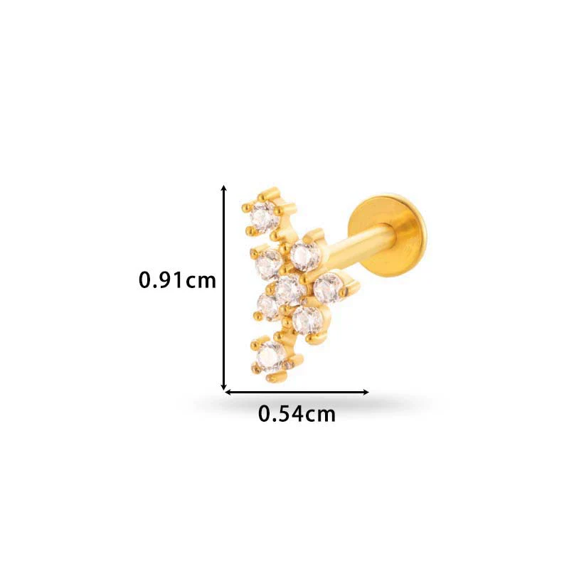 Women's Metal Love Flower Ear Bone Nail Puncture Jewelry Stainless Steel Copper Zircon Electroplating - Image 21