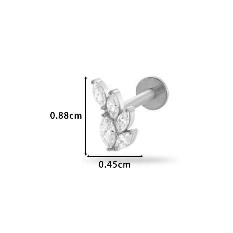 Women's Metal Love Flower Ear Bone Nail Puncture Jewelry Stainless Steel Copper Zircon Electroplating - Image 22