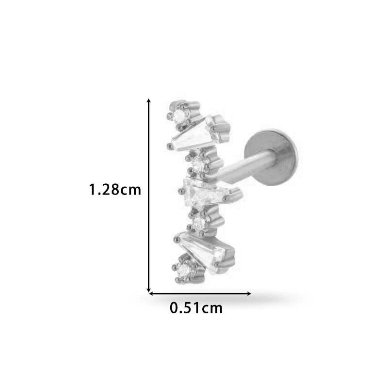 Women's Metal Love Flower Ear Bone Nail Puncture Jewelry Stainless Steel Copper Zircon Electroplating - Image 24