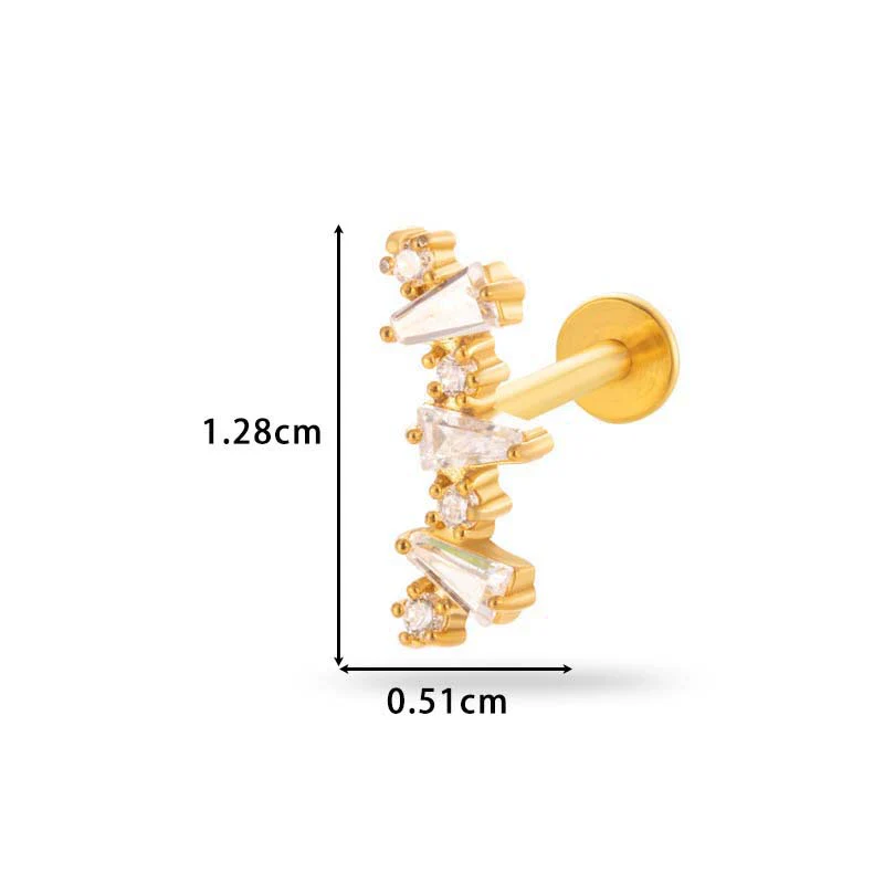 Women's Metal Love Flower Ear Bone Nail Puncture Jewelry Stainless Steel Copper Zircon Electroplating - Image 25