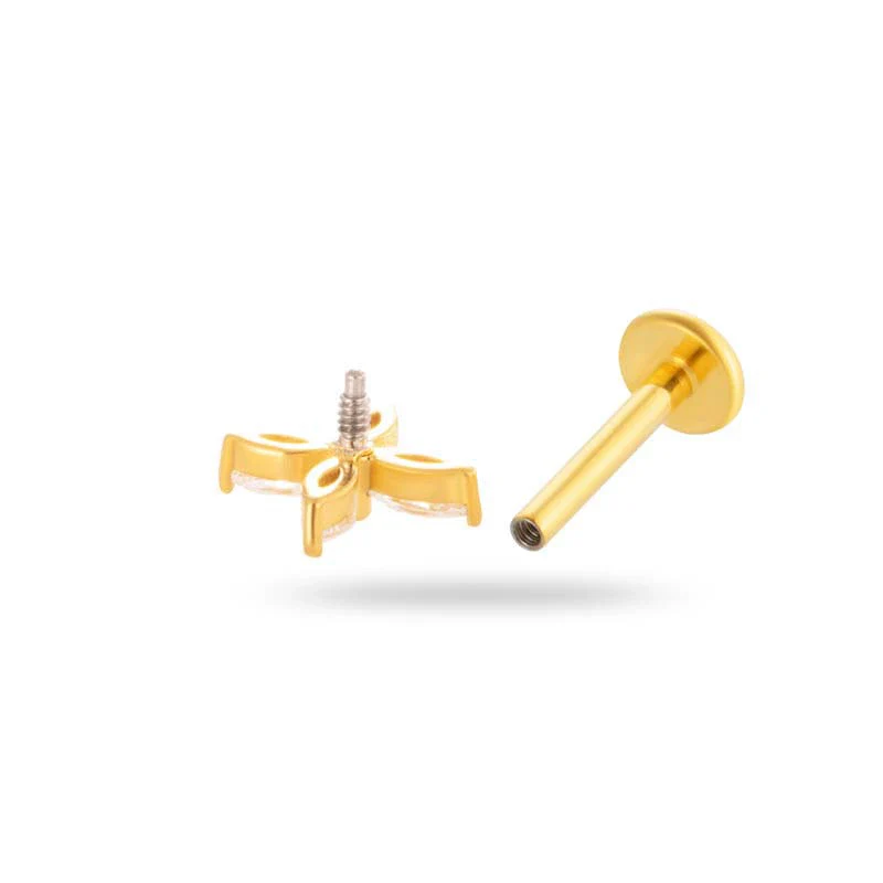 Women's Metal Love Flower Ear Bone Nail Puncture Jewelry Stainless Steel Copper Zircon Electroplating - Image 5