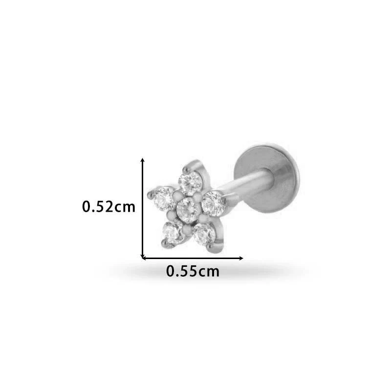 Women's Metal Love Flower Ear Bone Nail Puncture Jewelry Stainless Steel Copper Zircon Electroplating - Image 6