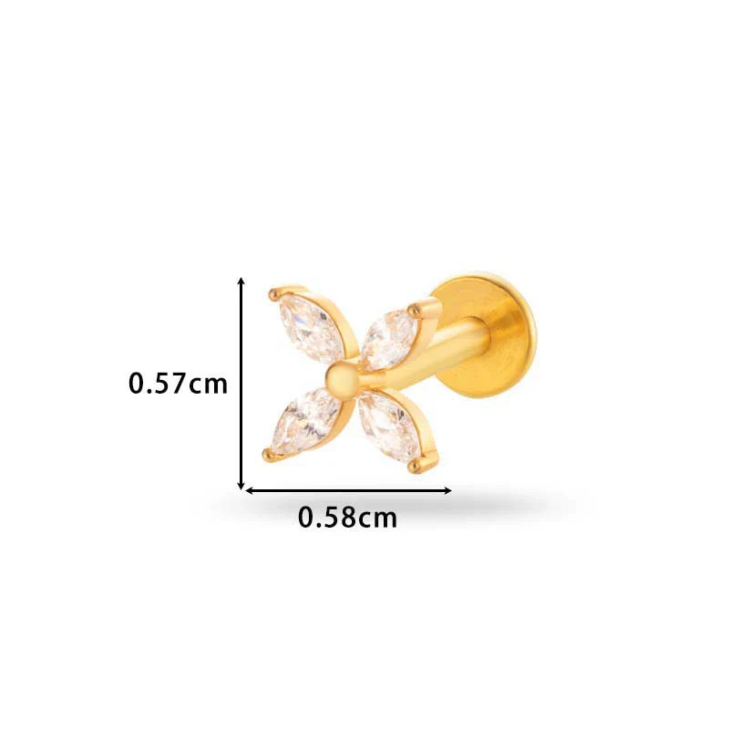 Women's Metal Love Flower Ear Bone Nail Puncture Jewelry Stainless Steel Copper Zircon Electroplating - Image 9
