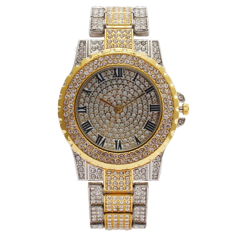Women's Metal Quartz Watch With Roman Pattern And Rhinestones - Image 7