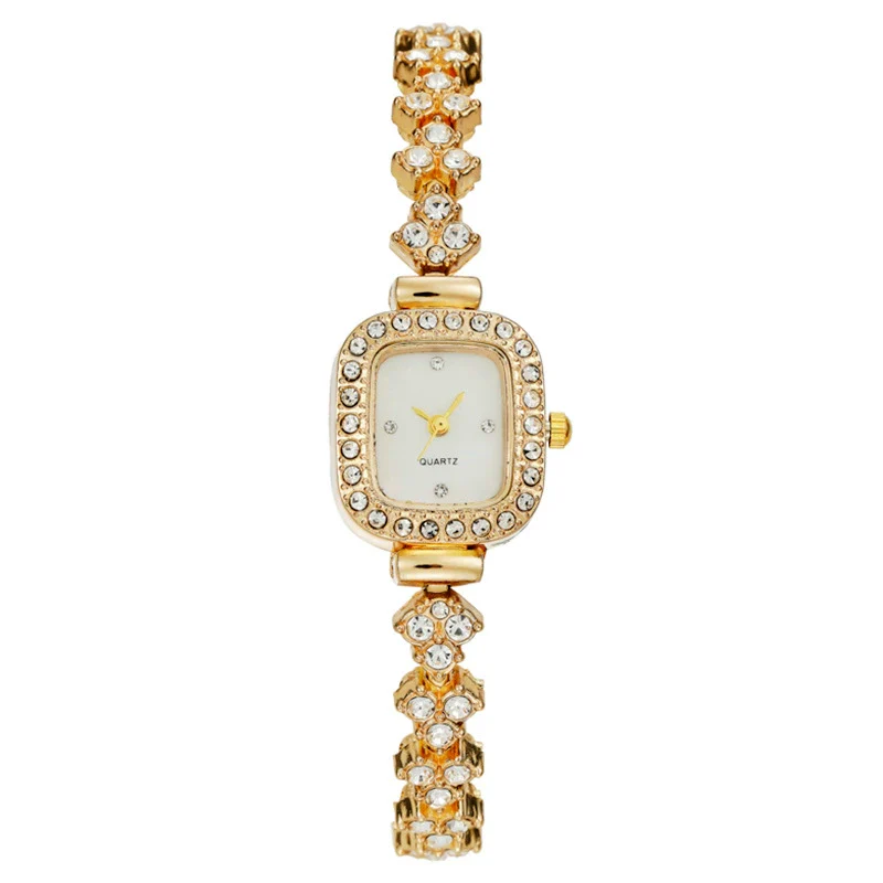 Women's Metal Rectangle Dial Quartz Watch With Diamond Encrusted And Fashion Style - Image 2