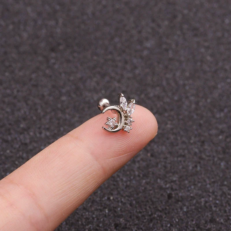 Women's Metal Star Pattern Inlaid Zircon Mini Ear Puncture Earrings - Image 4