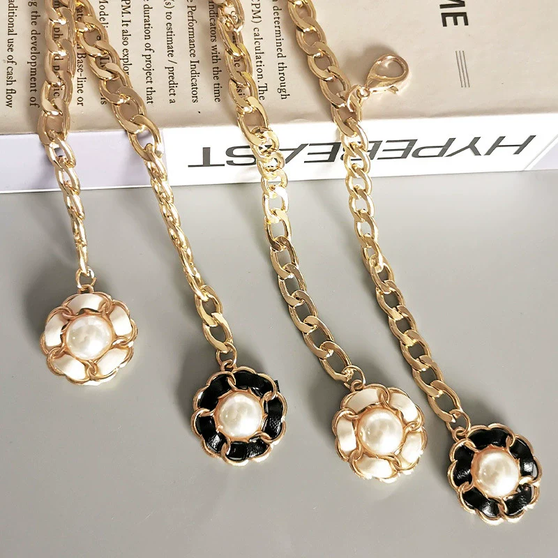 Women's Metal Waist Chain With Camellia Design Woven Style - Image 3