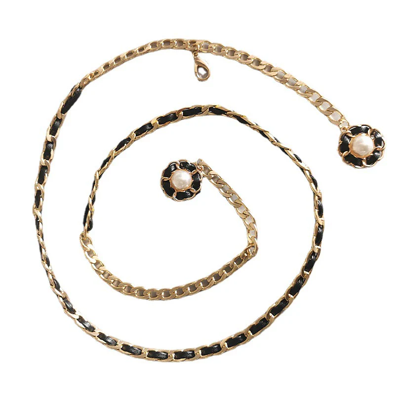 Women's Metal Waist Chain With Camellia Design Woven Style - Image 5