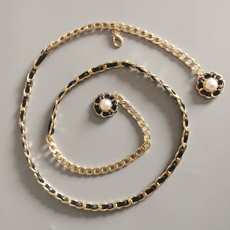 Women's Metal Waist Chain With Camellia Design Woven Style - Image 6