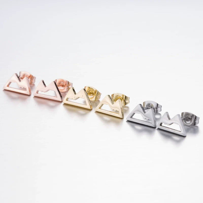 Women's Minimalist Stainless Steel Geometric Triangle Earring With Electroplating - Image 2