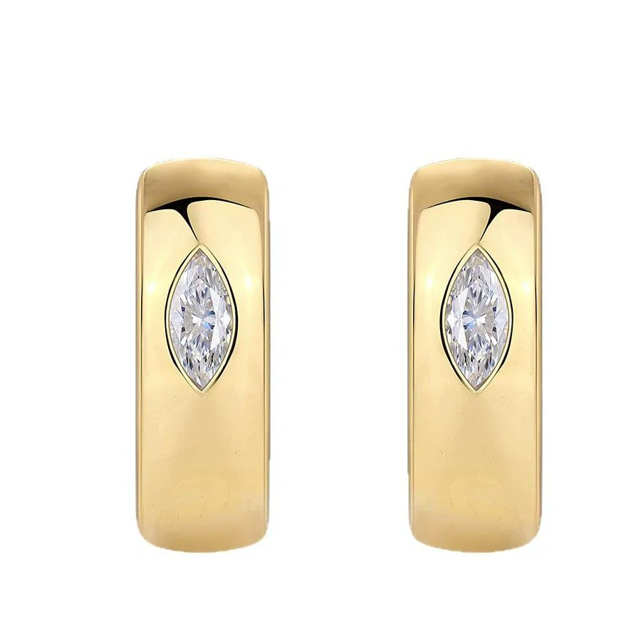Women's Moissanite Inlaid Geometric 925 Silver Earrings - Image 3