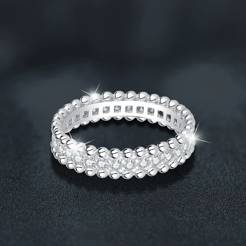 Women's Moissanite S925 Sterling Silver Geometric Pattern Minimalist Ring Jewelry