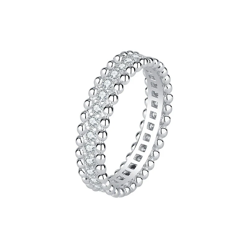 Women's Moissanite S925 Sterling Silver Geometric Pattern Minimalist Ring Jewelry - Image 4
