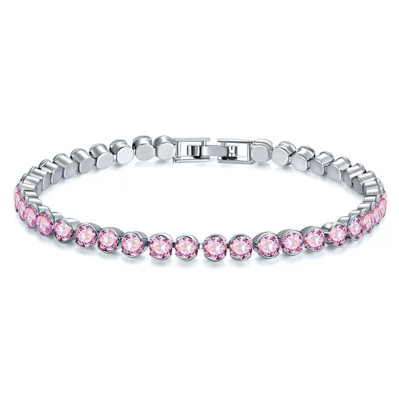 Women's Multicolor Round Diamond Zircon Bracelet Geometric Simple Style Electroplating Jewelry - Image 3
