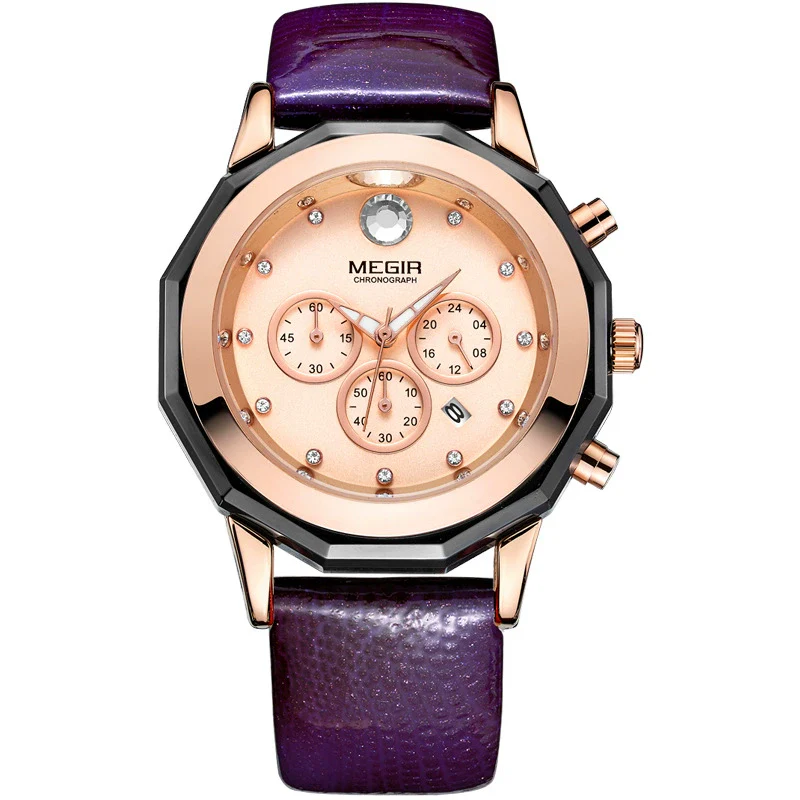 Women's Multifunctional Waterproof Leisure Alloy Leather Watch With Round Dial - Image 5