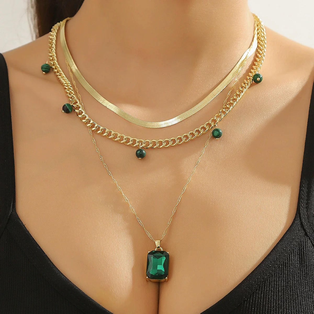 Women's Multilayer Alloy Necklace With Cross Chain Ushape Drop Shape Star Geometric Pattern Electroplated