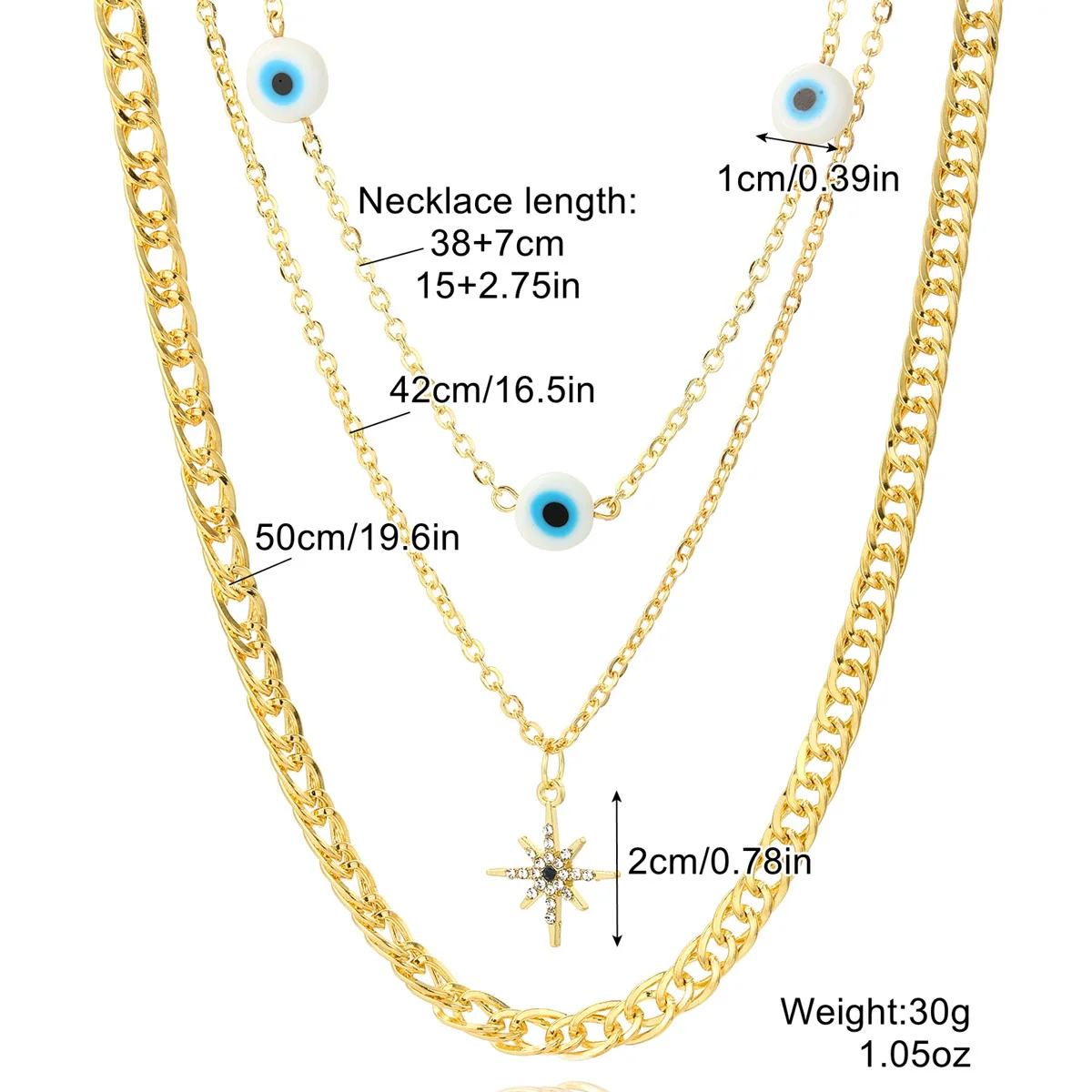 Women's Multilayer Alloy Necklace With Cross Chain Ushape Drop Shape Star Geometric Pattern Electroplated - Image 8