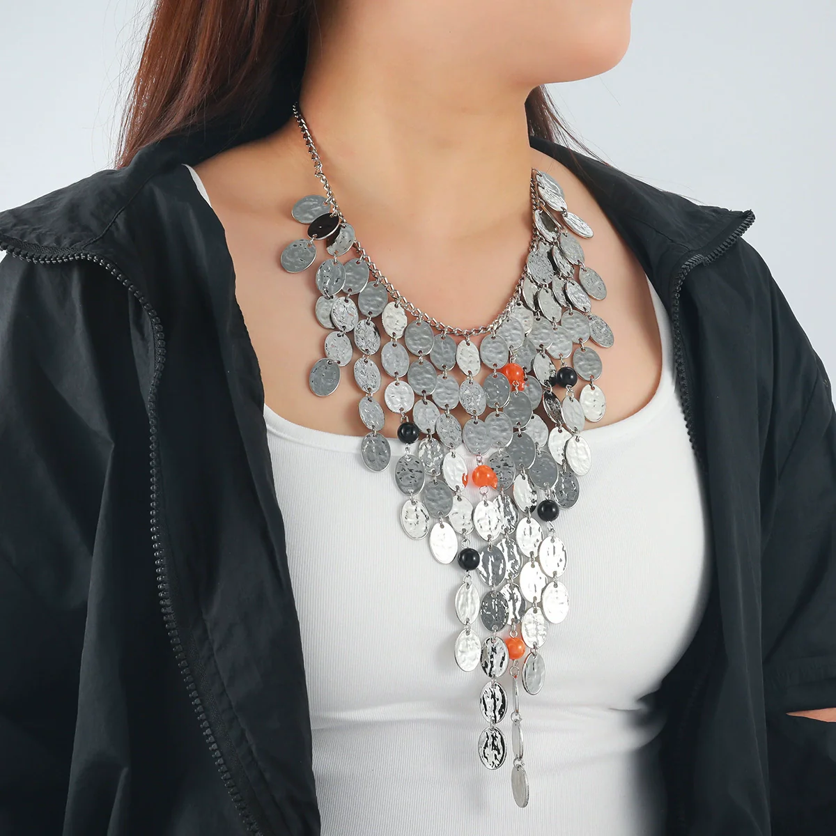 Women's Multilayered Braided Long Casual Clavicle Necklace Zinc Alloy Geometric Electroplating - Image 2