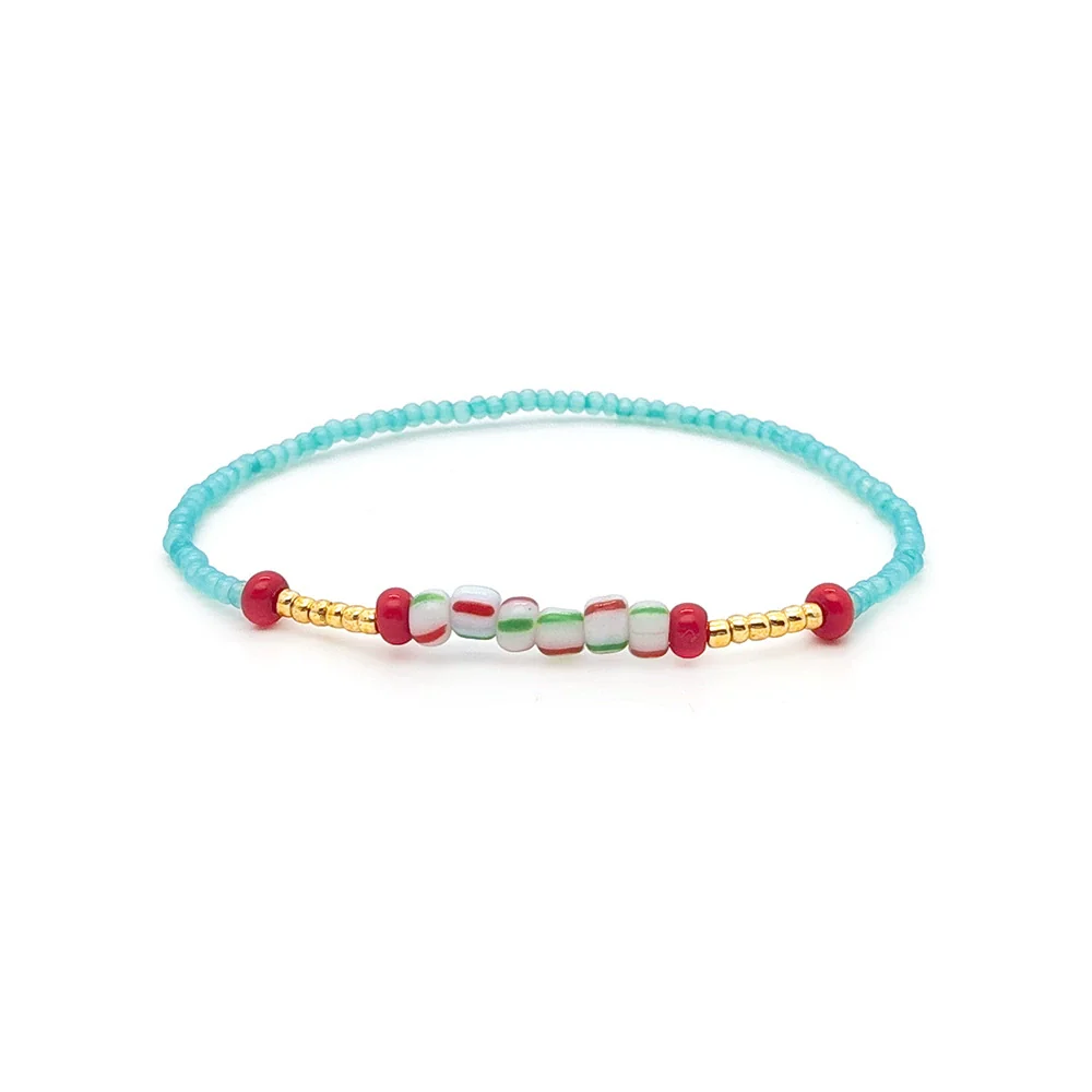 Women's Natural Bohemian Style Handwoven Glass And Glaze Beaded Freshwater Pearl Rope Bracelet With Geometric Pattern - Image 6