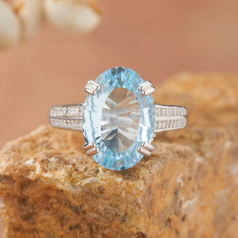 Women's Natural Citrine Amethyst Topaz Ring In S925 Sterling Silver Millennial Cut Geometric Style Set With Crystal - Image 4