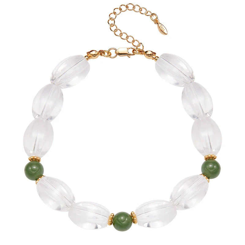 Women's Natural Crystal And S925 Sterling Silver Geometric Clavicle Chain Set Necklace - Image 6