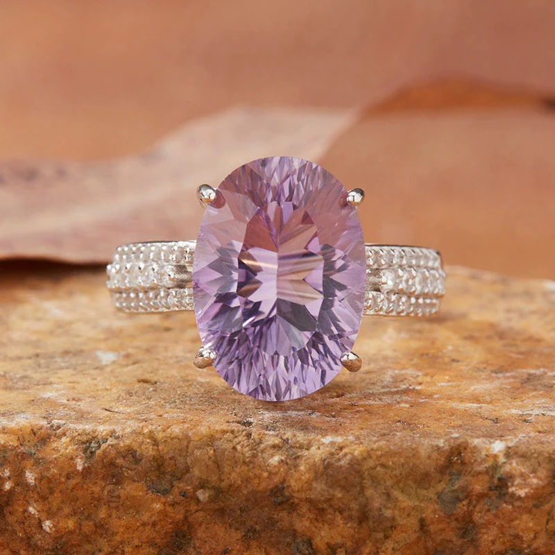Women's Natural Crystal Ring With Geometric Shape In S925 Sterling Silver And Millennial Cut - Image 4