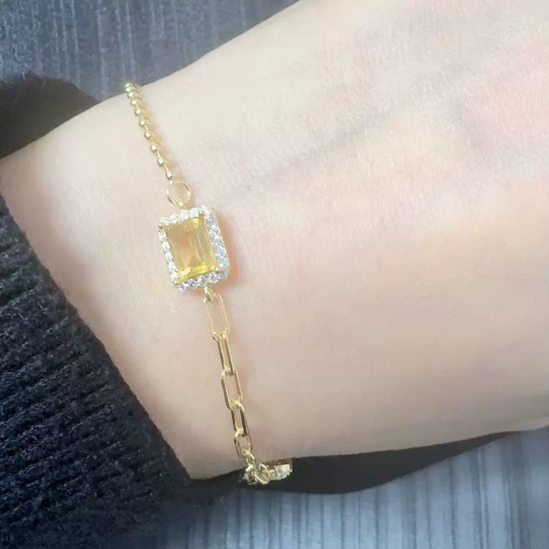 Women's Natural Gemstone Bracelet S925 Sterling Silver Geometric Light Luxury Style Set With Gems - Image 14