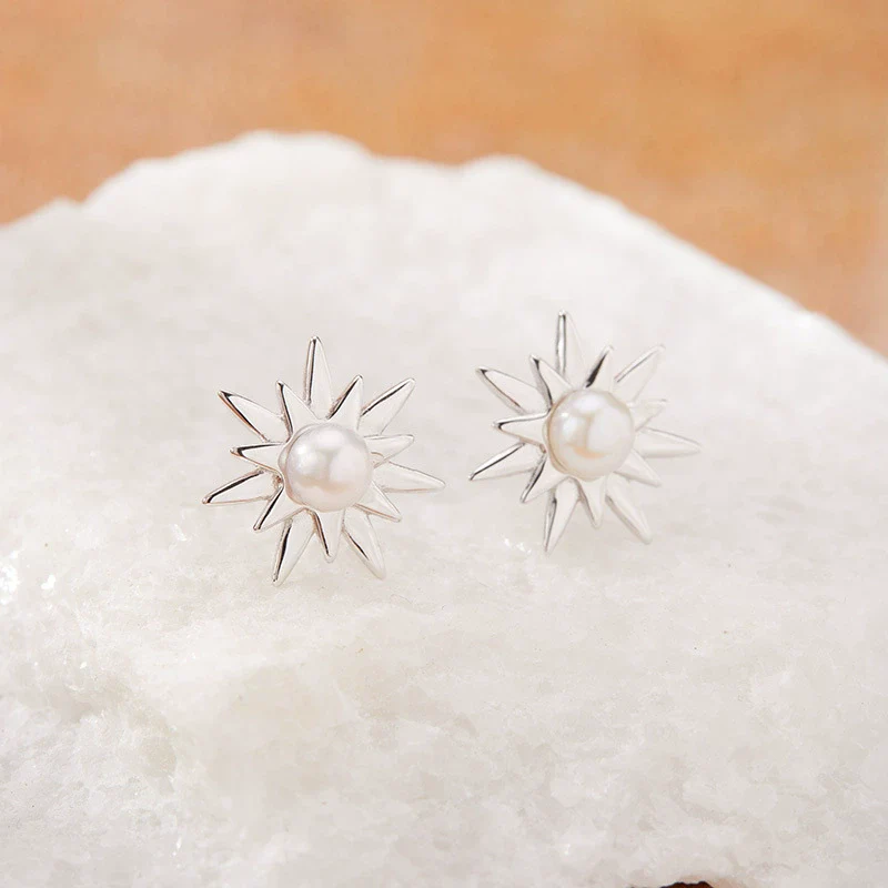 Women's Natural Opal Pearl Stud Earrings In S925 Sterling Silver With Star Shape And Set With Gemstones Style - Image 3
