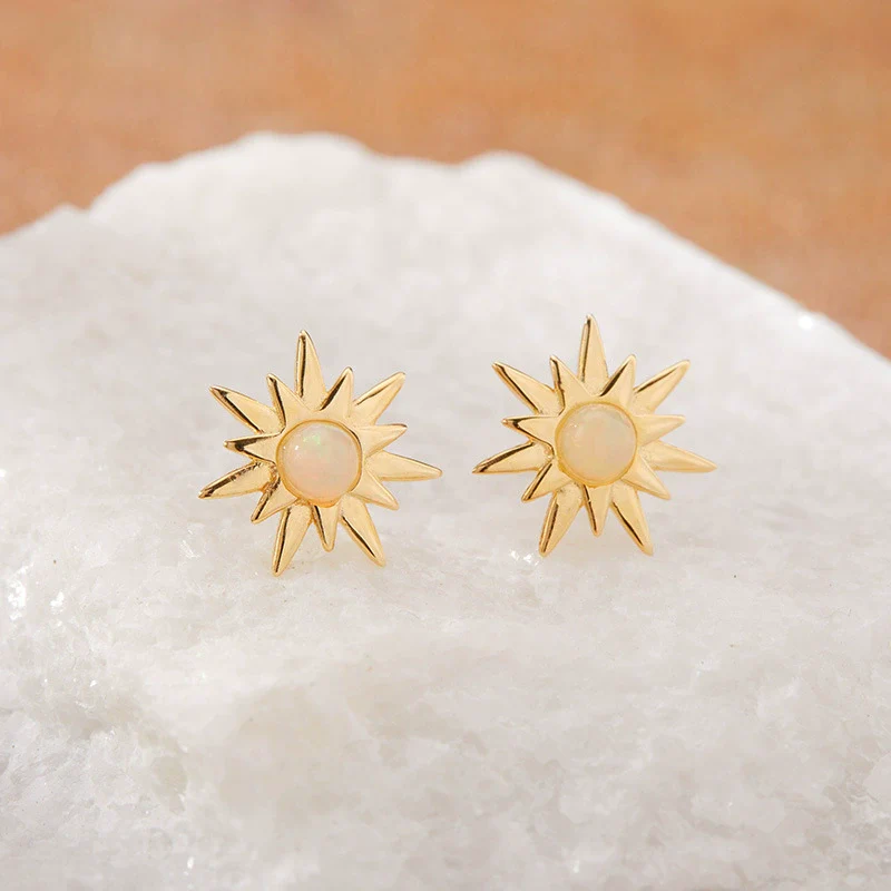 Women's Natural Opal Pearl Stud Earrings In S925 Sterling Silver With Star Shape And Set With Gemstones Style - Image 6
