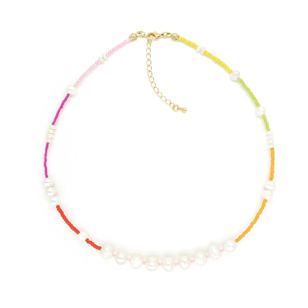 Women's Natural Pearl Geometric Style Hand Knitted Ball Chain Clavicle Necklace - Image 6