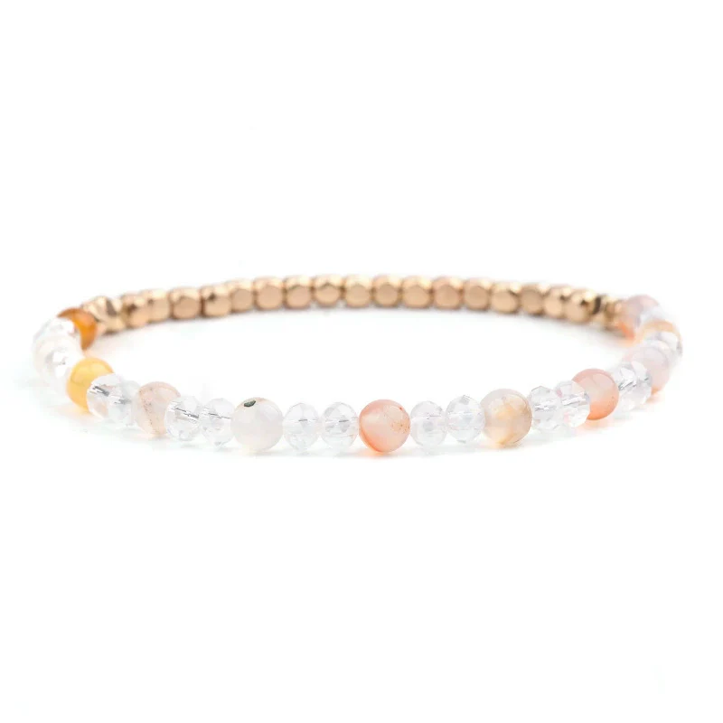 Women's Natural Stone Crystal Agate Acrylic Beaded Bracelet Jewelry With Geometric Pattern - Image 7
