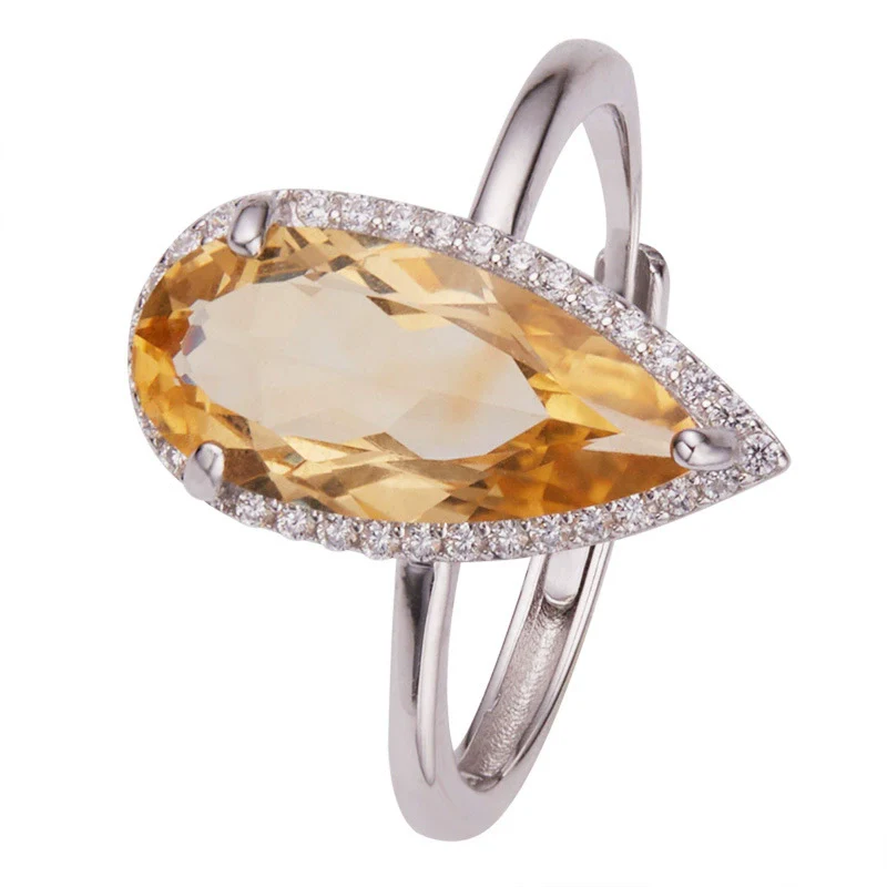 Women's Natural Topaz Citrine Dropshaped Necklace Set With Crystal In S925 Sterling Silver And Cross Chain - Image 7