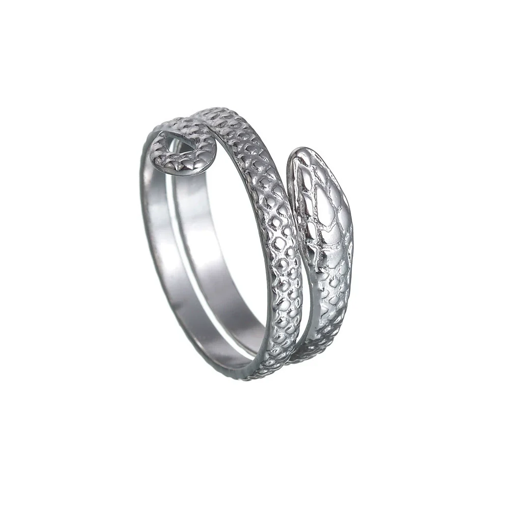 Women's Open Snakeshaped Titanium Steel Ring With Geometric Design And Electroplating - Image 6